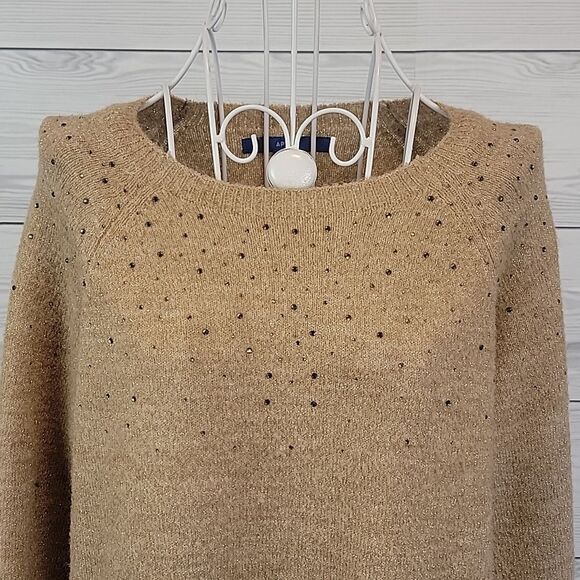 Apt. 9 pullover crewneck sweater in shimmering tan Size L - Picture 2 of 13